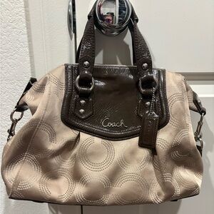 Coach Tan and Dark Brown Satchel